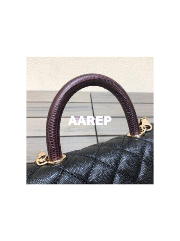 Replica Chanel Coco Handle Bag in Caviar with Edge Stitching 92990 92991 in Light Gold Hardware Black 19