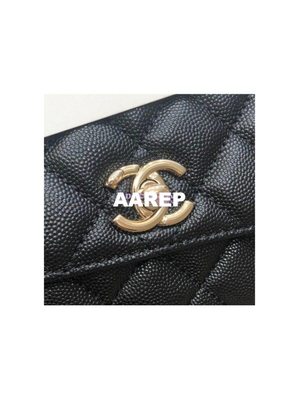 Replica Chanel Coco Handle Bag in Caviar with Edge Stitching 92990 92991 in Light Gold Hardware Black 22