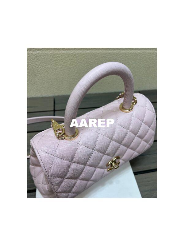 Replica Chanel Coco Handle Bag in Caviar with Edge Stitching 92990 92991 in Light Gold Hardware Light Pink 5