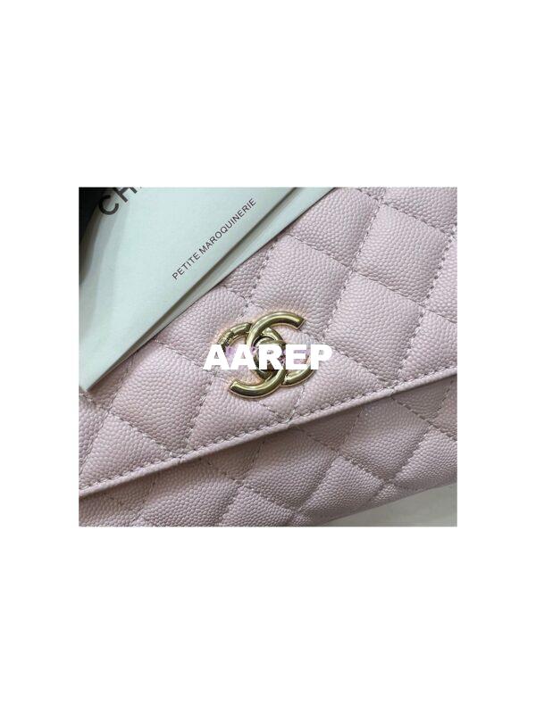 Replica Chanel Coco Handle Bag in Caviar with Edge Stitching 92990 92991 in Light Gold Hardware Light Pink 6