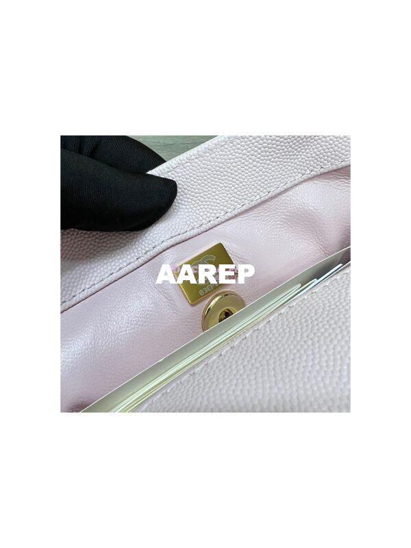 Replica Chanel Coco Handle Bag in Caviar with Edge Stitching 92990 92991 in Light Gold Hardware Light Pink 9