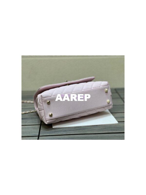 Replica Chanel Coco Handle Bag in Caviar with Edge Stitching 92990 92991 in Light Gold Hardware Light Pink 11