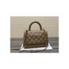 Replica Chanel Mini Coco Handle Bag in Caviar with Edge Stitching AS2215 in Light Gold Hardware Light Pink 2