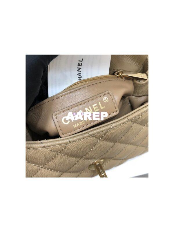 Replica Chanel Mini Coco Handle Bag in Caviar with Edge Stitching AS2215 in Light Gold Hardware Dark Beige 8