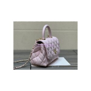 Replica Chanel Mini Coco Handle Bag in Caviar with Edge Stitching AS2215 in Light Gold Hardware Light Pink 2