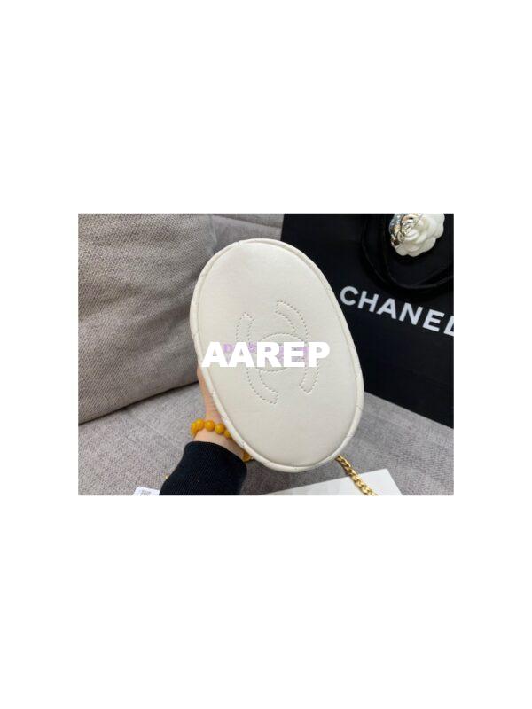 Replica Chanel Lambskin Small Bucket Bag Enamel CC AS3116 White 8