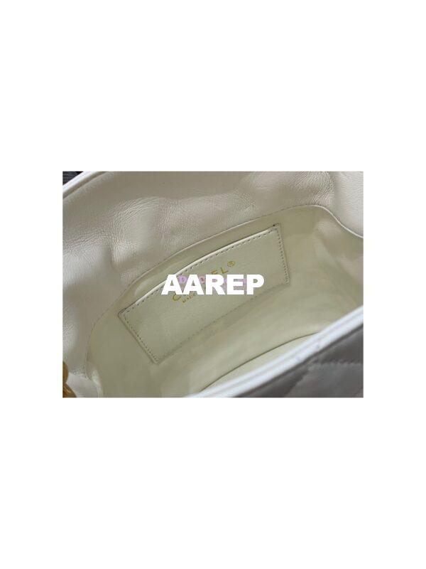 Replica Chanel Lambskin Small Bucket Bag Enamel CC AS3116 White 10