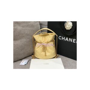 Replica Chanel Lambskin Small Bucket Bag Enamel CC AS3116 Yellow
