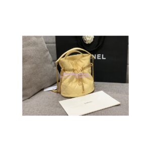 Replica Chanel Lambskin Small Bucket Bag Enamel CC AS3116 Yellow 2