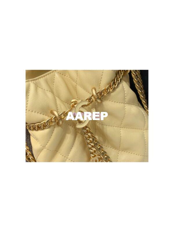 Replica Chanel Lambskin Small Bucket Bag Enamel CC AS3116 Yellow 4