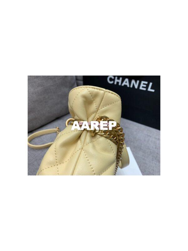 Replica Chanel Lambskin Small Bucket Bag Enamel CC AS3116 Yellow 7