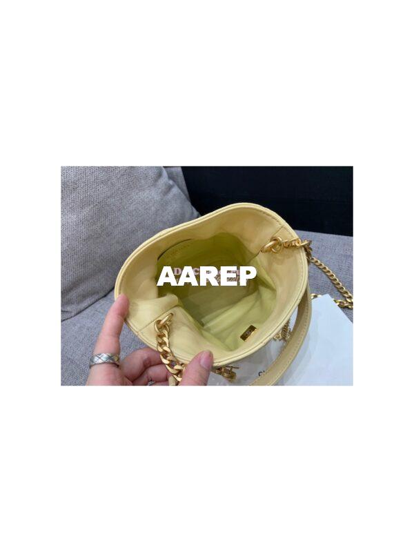 Replica Chanel Lambskin Small Bucket Bag Enamel CC AS3116 Yellow 8