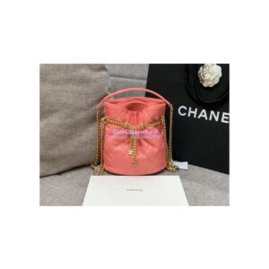Replica Chanel Lambskin Small Bucket Bag Enamel CC AS3116 Pink