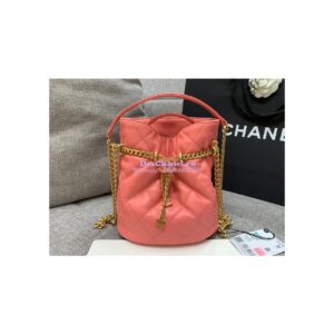 Replica Chanel Lambskin Small Bucket Bag Enamel CC AS3116 Pink 2