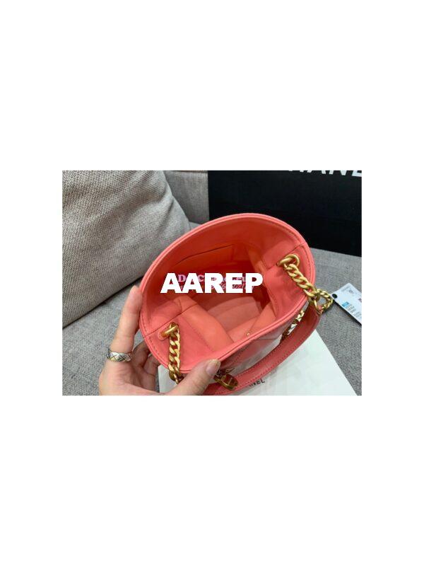 Replica Chanel Lambskin Small Bucket Bag Enamel CC AS3116 Pink 7