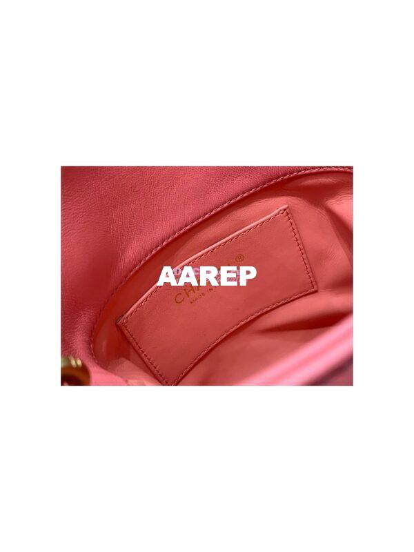 Replica Chanel Lambskin Small Bucket Bag Enamel CC AS3116 Pink 8