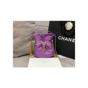 Replica Chanel Lambskin Small Bucket Bag Enamel CC AS3116 Purple