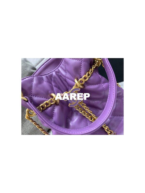 Replica Chanel Lambskin Small Bucket Bag Enamel CC AS3116 Purple 4