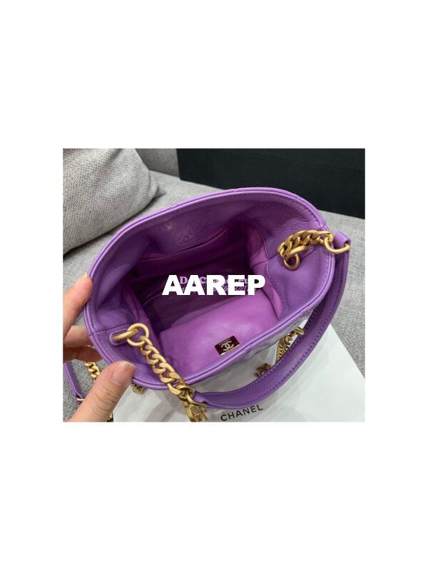 Replica Chanel Lambskin Small Bucket Bag Enamel CC AS3116 Purple 6