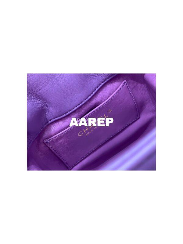 Replica Chanel Lambskin Small Bucket Bag Enamel CC AS3116 Purple 7