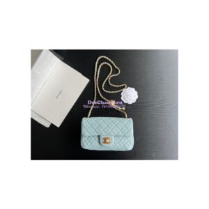 Replica Chanel 22P Lambskin Flap Bag AS1787 Light Blue 2