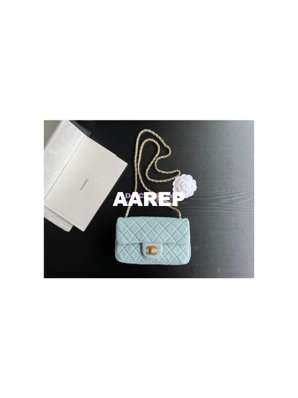 Replica Chanel 22P Lambskin Flap Bag AS1787 Light Blue 2