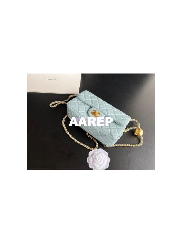 Replica Chanel 22P Lambskin Flap Bag AS1787 Light Blue 5