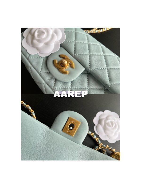 Replica Chanel 22P Lambskin Flap Bag AS1787 Light Blue 7