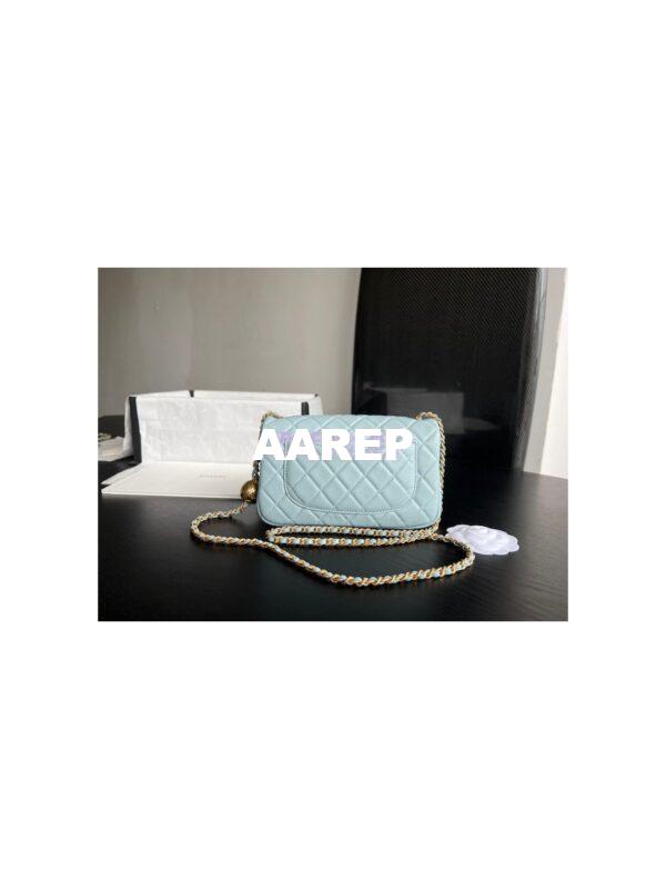 Replica Chanel 22P Lambskin Flap Bag AS1787 Light Blue 10