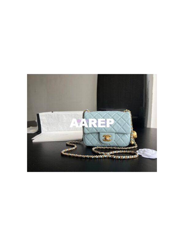 Replica Chanel 22P Lambskin Flap Bag AS1786 Light Blue 3