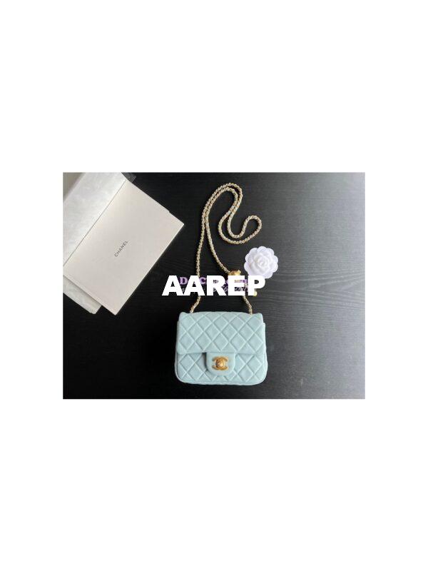 Replica Chanel 22P Lambskin Flap Bag AS1786 Light Blue 4