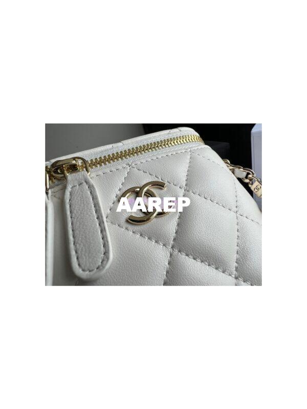 Replica Chanel Lambskin Mini Vanity With Pearl Chain AP2581 White 4