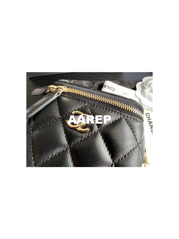 Replica Chanel Lambskin Mini Vanity With Pearl Chain AP2581 Black 6
