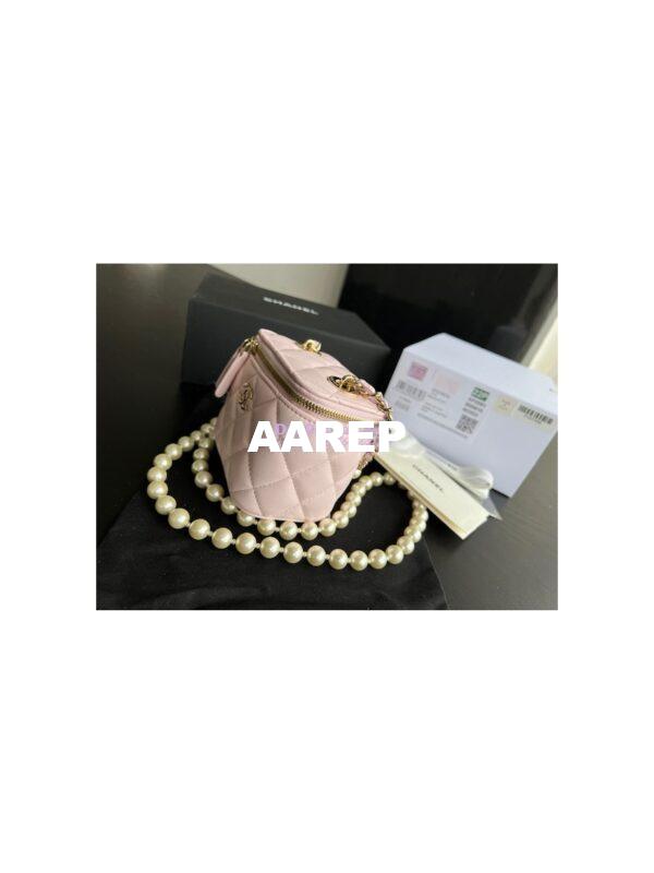 Replica Chanel Lambskin Mini Vanity With Pearl Chain AP2581 Light Pink 6
