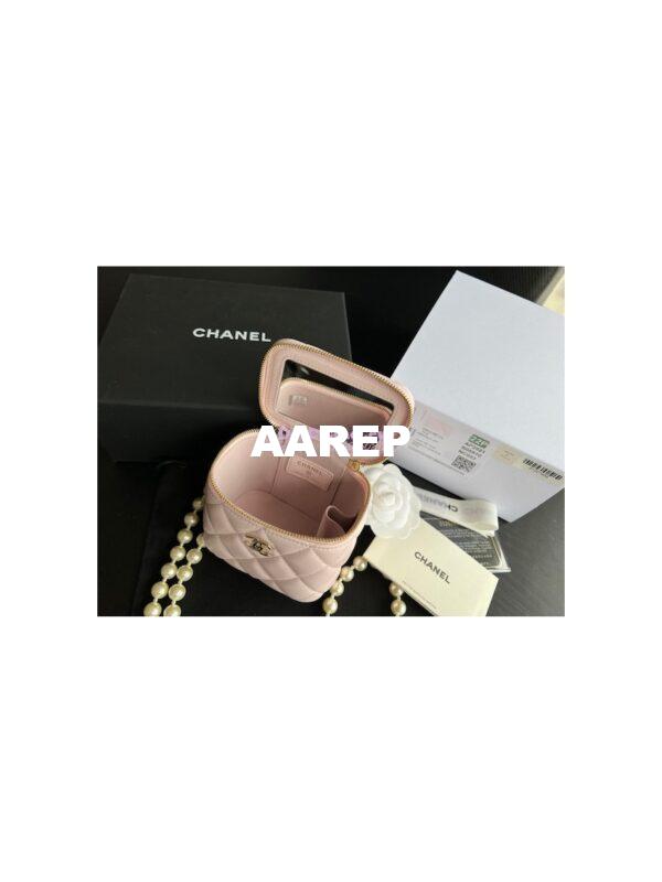 Replica Chanel Lambskin Mini Vanity With Pearl Chain AP2581 Light Pink 8