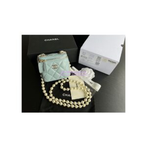 Replica Chanel Lambskin Mini Vanity With Pearl Chain AP2581 Light Blue