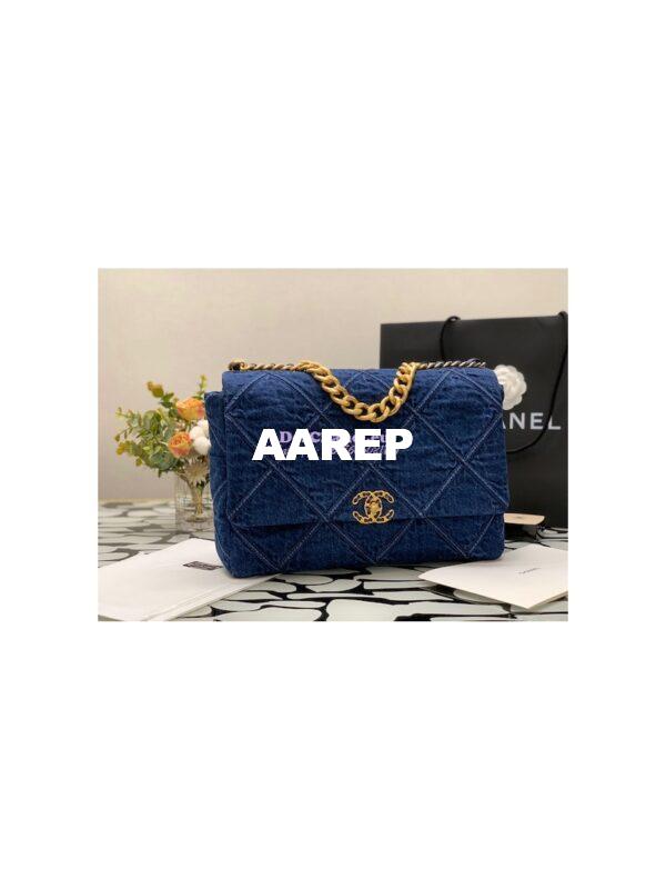 Replica Chanel 22P 19 Maxi Flap Bag Denim blue jean AS1162 3
