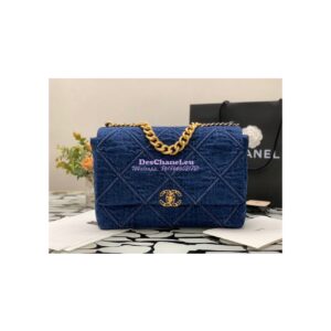 Replica Chanel 22P 19 Maxi Flap Bag Denim blue jean AS1162 2