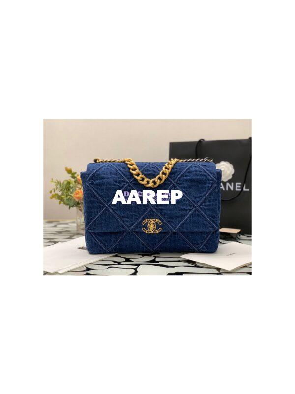 Replica Chanel 22P 19 Maxi Flap Bag Denim blue jean AS1162 4
