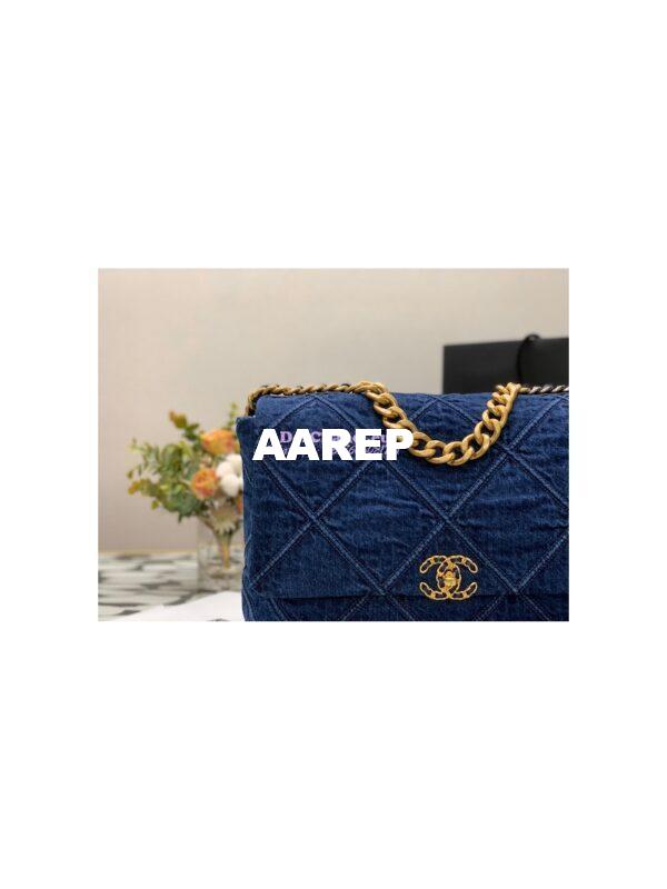 Replica Chanel 22P 19 Maxi Flap Bag Denim blue jean AS1162 5