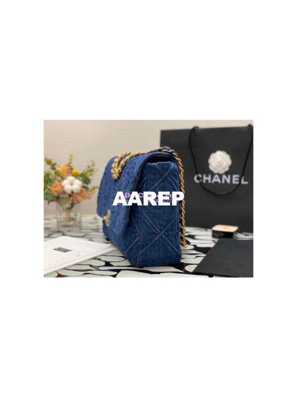 Replica Chanel 22P 19 Maxi Flap Bag Denim blue jean AS1162 6