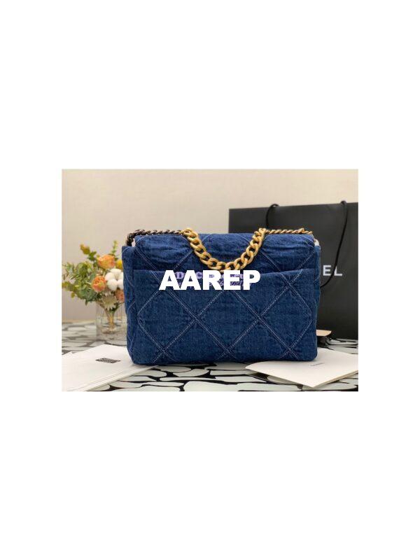 Replica Chanel 22P 19 Maxi Flap Bag Denim blue jean AS1162 7