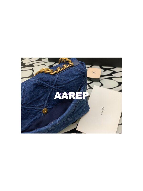 Replica Chanel 22P 19 Maxi Flap Bag Denim blue jean AS1162 8