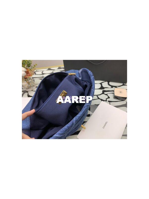 Replica Chanel 22P 19 Maxi Flap Bag Denim blue jean AS1162 10