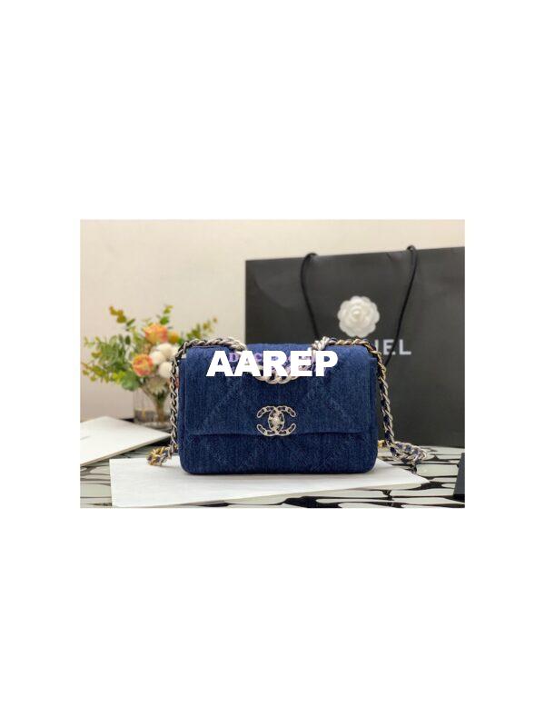 Replica Chanel 22P 19 Flap Bag Denim blue jean with Silver Hardware AS1160 3