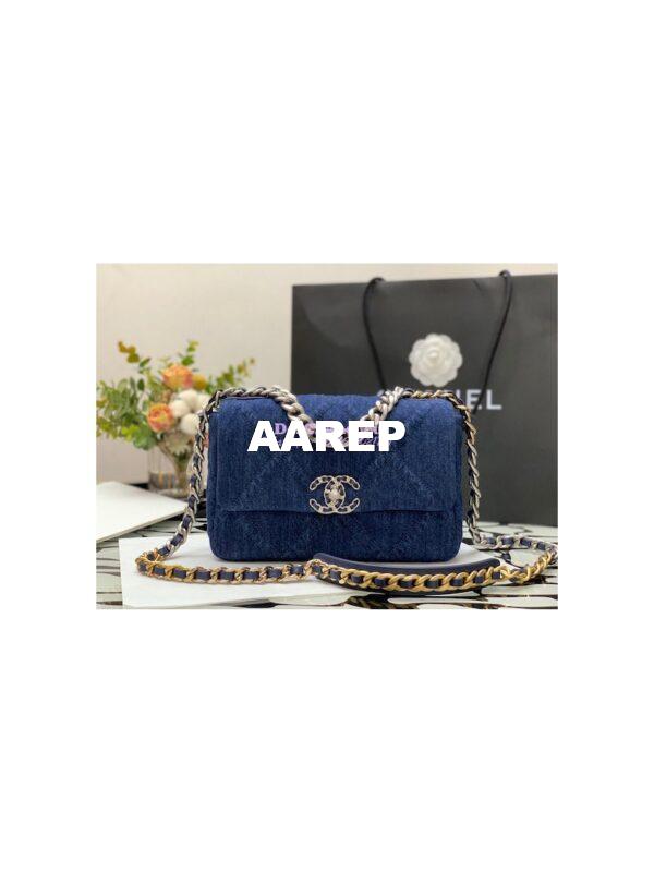 Replica Chanel 22P 19 Flap Bag Denim blue jean with Silver Hardware AS1160 4