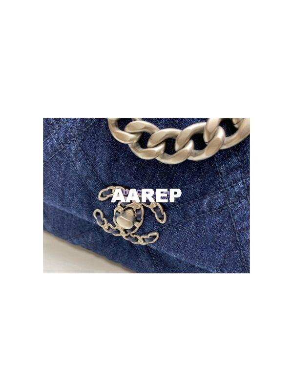 Replica Chanel 22P 19 Flap Bag Denim blue jean with Silver Hardware AS1160 5