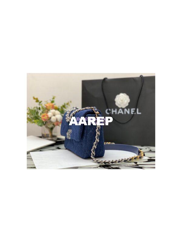 Replica Chanel 22P 19 Flap Bag Denim blue jean with Silver Hardware AS1160 7