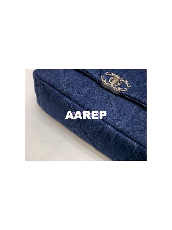 Replica Chanel 22P 19 Flap Bag Denim blue jean with Silver Hardware AS1160 8
