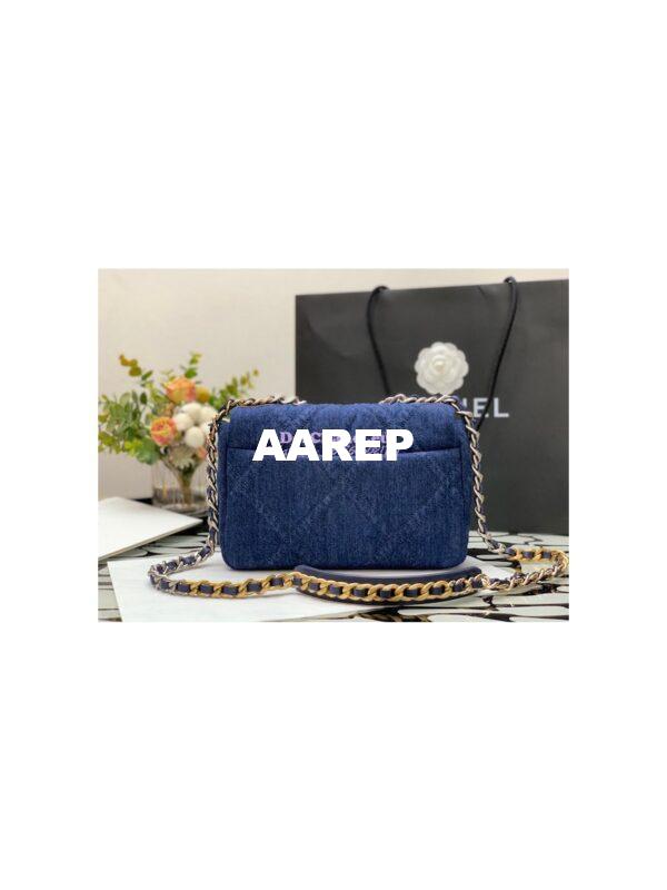 Replica Chanel 22P 19 Flap Bag Denim blue jean with Silver Hardware AS1160 10